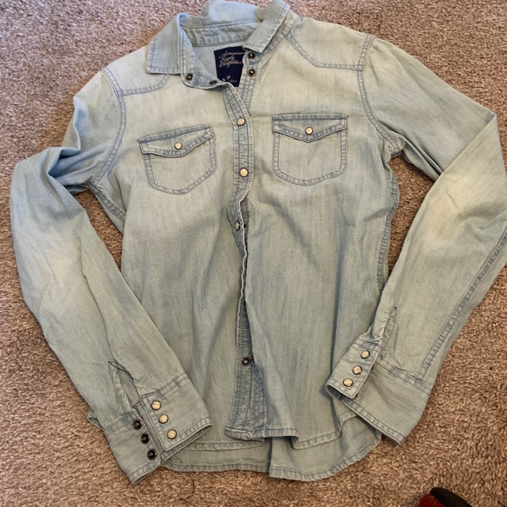 American eagle denim shirt button up size S